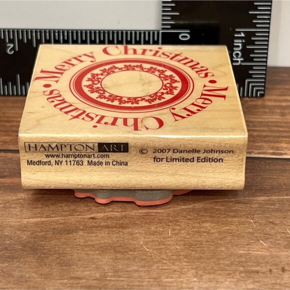 Merry Christmas Circle LE802 Rubber Stamp HAMPTON ART DANIELLE JOHNSON LIMITED - Picture 4 of 4